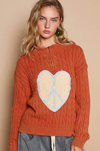 Load image into Gallery viewer, POL Cable-Knit Peace Patch Dropped Shoulder Sweater