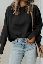 Load image into Gallery viewer, Textured Round Neck Long Sleeve Sweater