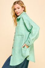 Load image into Gallery viewer, Davi & Dani Curved Hem Heathered Dropped Shoulder Shacket