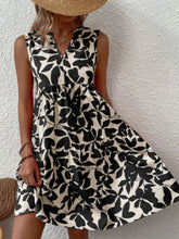 Load image into Gallery viewer, Printed Notched Sleeveless Mini Dress