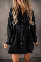 Load image into Gallery viewer, Ruched Button Up Long Sleeve Dress