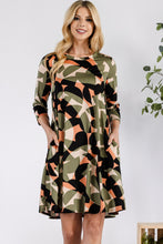 Load image into Gallery viewer, Celeste Full Size Geometric Round Neck Dress with Pockets