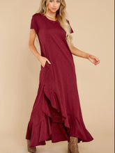 Load image into Gallery viewer, Slit Round Neck Short Sleeve Maxi Dress