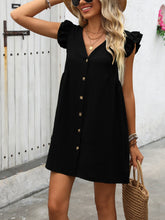 Load image into Gallery viewer, Ivy Lane Button Up V-Neck Cap Sleeve Mini Dress