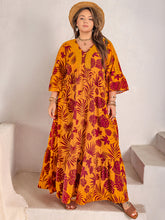 Load image into Gallery viewer, Plus Size Lace Detail Printed V-Neck Maxi Dress