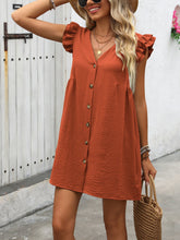 Load image into Gallery viewer, Ivy Lane Button Up V-Neck Cap Sleeve Mini Dress