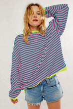 Load image into Gallery viewer, Striped Round Neck Long Sleeve Sweatshirt
