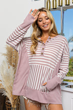Load image into Gallery viewer, BiBi Striped Thumbhole Long Sleeve Top
