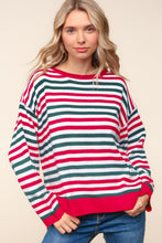 Load image into Gallery viewer, Haptics Full Size Striped Contrast Side Slit Knit Top