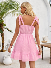 Load image into Gallery viewer, Ruffle Hem Sleeveless Eyelet Mini Dress