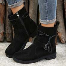 Load image into Gallery viewer, Suede Side Zip Round Toe Boots