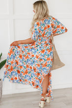 Load image into Gallery viewer, Tied Slit Printed Half Sleeve Maxi Dress