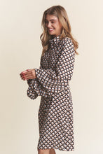 Load image into Gallery viewer, J.NNA Geometric Balloon Long Sleeve Midi Dress