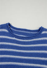 Load image into Gallery viewer, Striped Round Neck Dropped Shoulder Sweater
