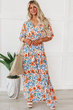 Load image into Gallery viewer, Tied Slit Printed Half Sleeve Maxi Dress