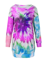 Load image into Gallery viewer, Full Size Tie-Dye Round Neck Long Sleeve Dress