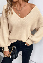 Load image into Gallery viewer, Tied Back V-Neck Long Sleeve Sweater