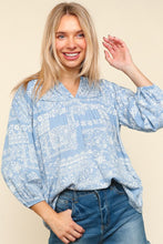 Load image into Gallery viewer, Haptics Full Size Printed Notched Balloon Sleeve Blouse
