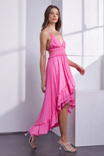 Load image into Gallery viewer, Mustard Seed Asymmetric Ruffle Open Back Cutout Cami Dress