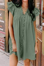 Load image into Gallery viewer, Ruffled V-Neck Cap Sleeve Mini Dress