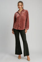 Load image into Gallery viewer, Umgee Animal Print Button Up Velvet Shirt
