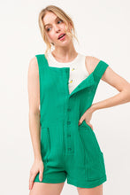 Load image into Gallery viewer, And The Why Button Up Tie Back Sleeveless Romper