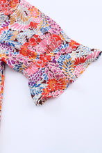 Load image into Gallery viewer, Floral Notched Neck Flounce Sleeve Shift Dress