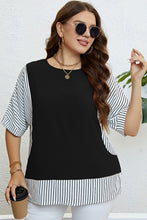 Load image into Gallery viewer, Plus Size Striped Round Neck Half Sleeve Top