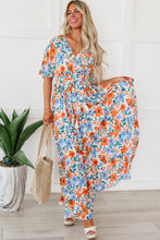Load image into Gallery viewer, Tied Slit Printed Half Sleeve Maxi Dress
