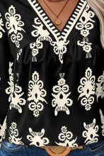 Load image into Gallery viewer, Printed V-Neck Three-Quarter Sleeve Blouse