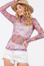Load image into Gallery viewer, SAGE + FIG Floral Mesh Long Sleeve Top