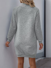 Load image into Gallery viewer, Perfee Texture Mock Neck Long Sleeve Mini Dress