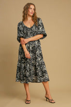 Load image into Gallery viewer, Umgee Ruffle Hem Flower Printed V-Neck Dress