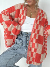 Load image into Gallery viewer, Plaid Open Front Long Sleeve Cardigan