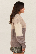 Load image into Gallery viewer, VERY J Color Block Mock Neck Drop Shoulder Sweater