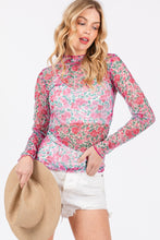 Load image into Gallery viewer, SAGE + FIG Floral Mesh Long Sleeve Top