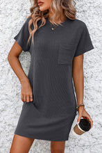 Load image into Gallery viewer, Ribbed Striped Short Sleeve Mini Tee Dress