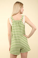 Load image into Gallery viewer, VERY J Tie Shoulder Front Pocket Striped Contrast Romper