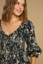 Load image into Gallery viewer, Umgee Ruffle Hem Flower Printed V-Neck Dress