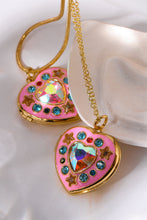 Load image into Gallery viewer, Rhinestone Decor Heart Box Pendant Necklace