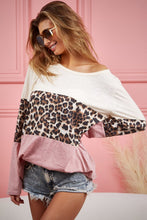 Load image into Gallery viewer, BiBi Leopard Color Block Long Sleeve T-Shirt