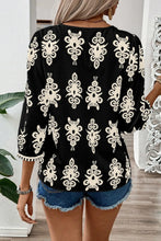 Load image into Gallery viewer, Printed V-Neck Three-Quarter Sleeve Blouse
