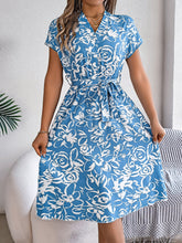 Load image into Gallery viewer, Printed V-Neck Short Sleeve Dress