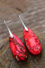 Load image into Gallery viewer, Handmade Teardrop Shape Natural Stone Dangle Earrings