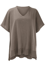 Load image into Gallery viewer, Slit V-Neck Half Sleeve Knit Top
