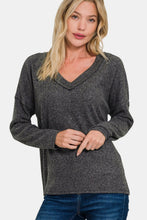 Load image into Gallery viewer, Zenana Full Size Ribbed V-Neck Drop Shoulder Top