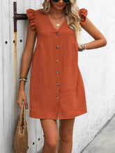Load image into Gallery viewer, Ivy Lane Button Up V-Neck Cap Sleeve Mini Dress