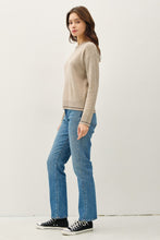 Load image into Gallery viewer, Be Cool Striped Trim Round Neck Long Sleeve Sweater
