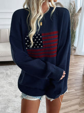Load image into Gallery viewer, Devine US Flag Round Neck Long Sleeve Knit Top