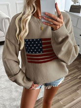 Load image into Gallery viewer, Devine US Flag Round Neck Long Sleeve Knit Top